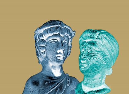 Titelmotiv mit zwei digital bearbeiteten römischen Büsten