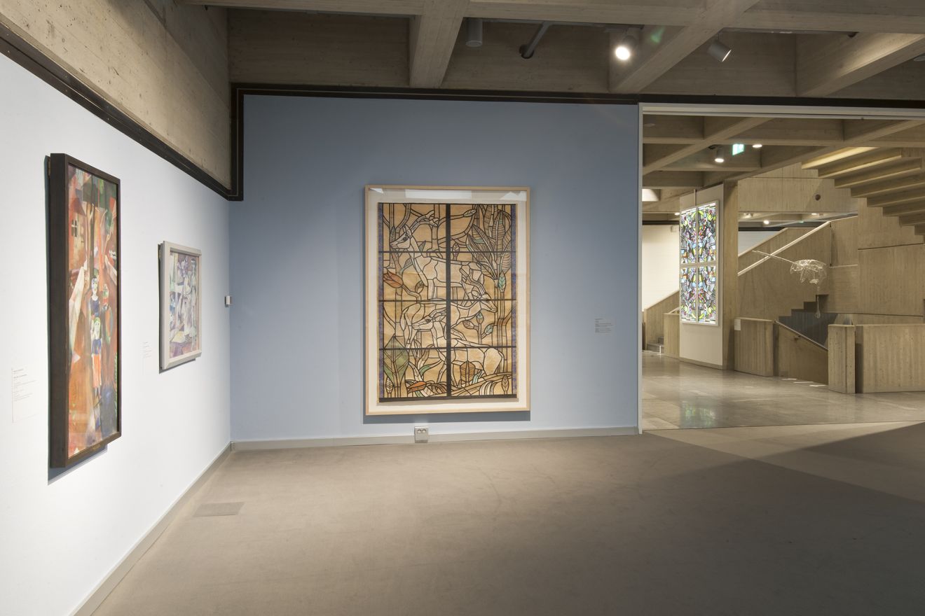 Blick in die Dauerausstellung der Sammlung Kunst, hier Gemälde von Heinrich Nauen und Heinrich Campendonk