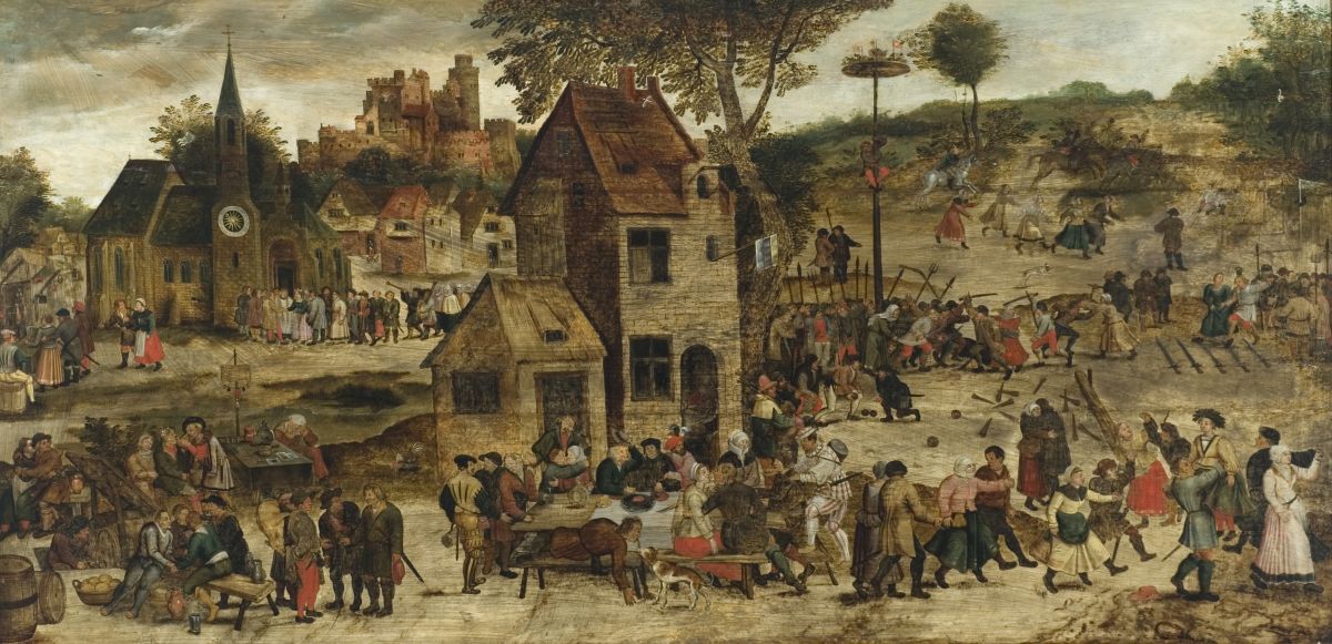 Das Gemälde "Die große Bauernkirmes" von Pieter Brueghel dem Jüngeren zeigt ein buntes Treiben auf einem Dorfplatz um das Jahr 1616.
