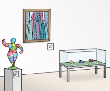 Zeichnung der Innenr&auml;ume eines Museums